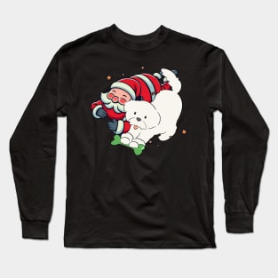 Santa Claus with Dog Long Sleeve T-Shirt